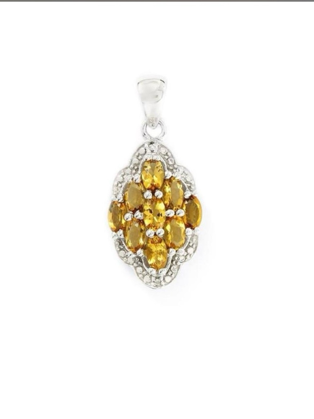 Authentic Sterling Silver Marialite Gemstone Cluster Pendant in Warm Yellow